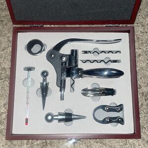 Fancy Wine opener Set Leeds 1400-86WD Executive Wine Collectors Set Wood - 9 pc